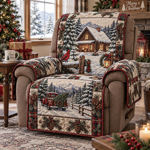 Snowy Cardinal Cabin Quilted Sofa Cover SN0DV951