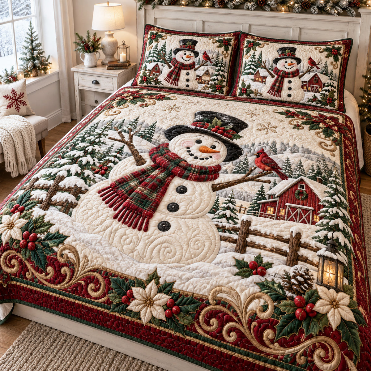 Snowy Cheer 3-Piece Quilted Bedding Set SN0TV783