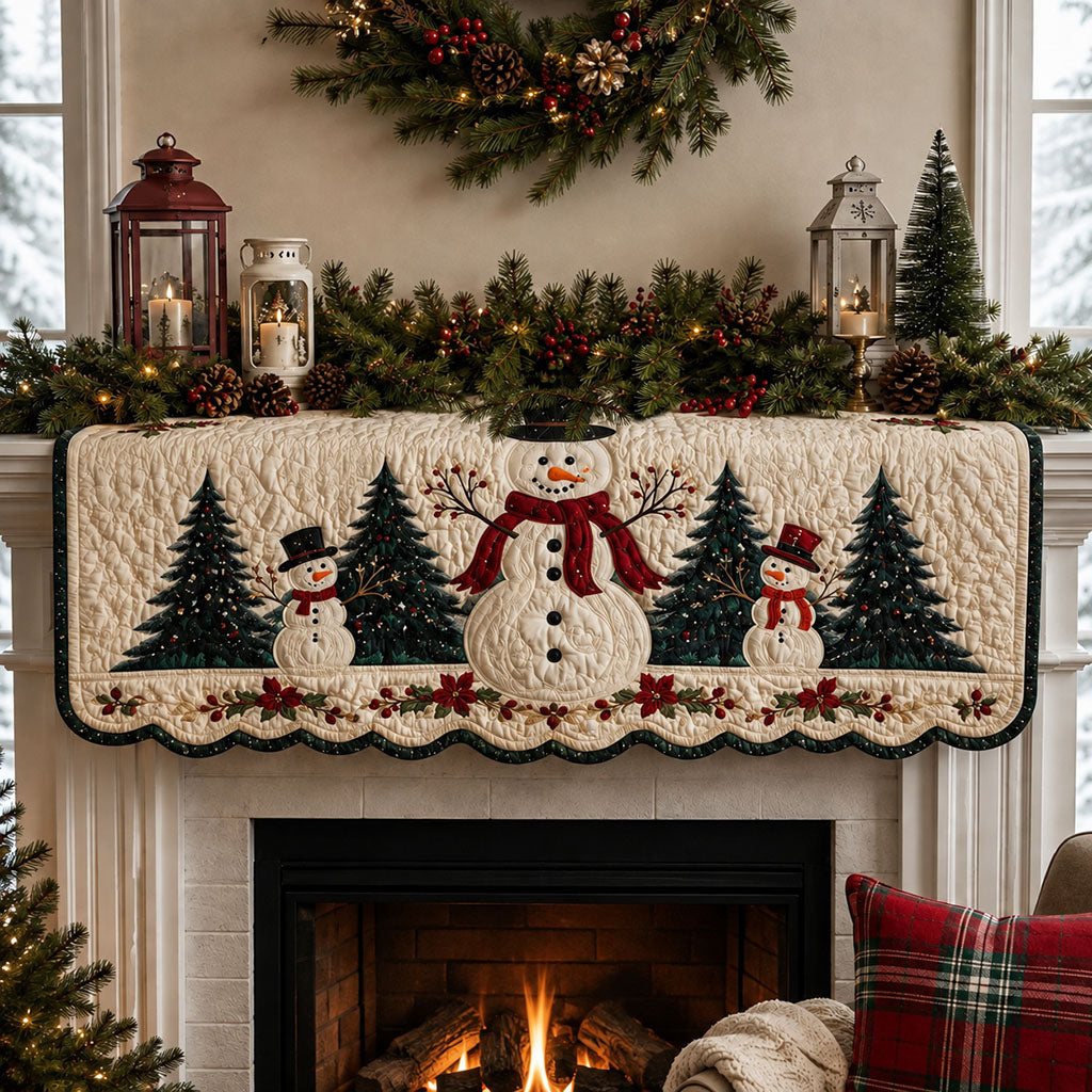 Snowy Christmas Friends Quilted Mantle Scarf SN0PT663