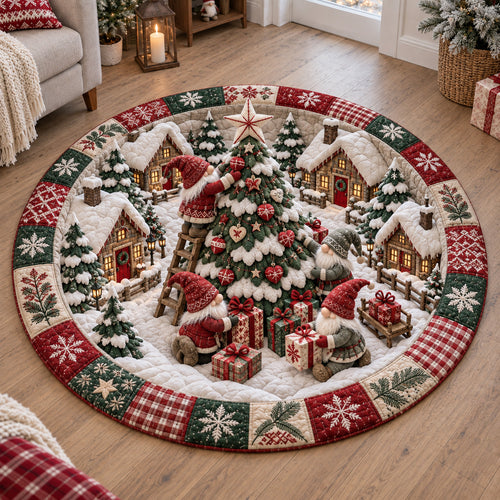 Snowy Christmas Village Quilted Round Mat SN0TV440