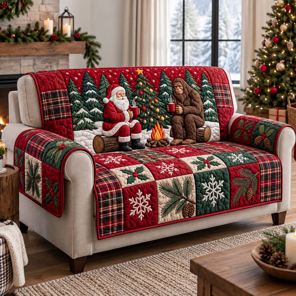 Snowy Companions Quilted Sofa Cover SN0HH0819