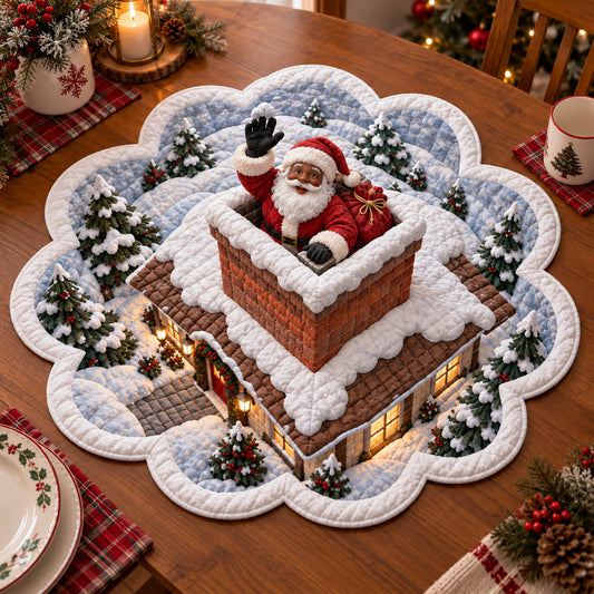 Snowy Gingerbread House Custom Shape Quilted Table Topper SN0TV488