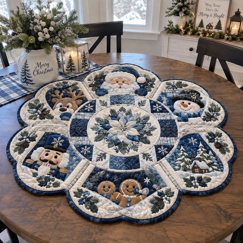 Snowy Hearth Christmas Custom Shape Quilted Table Topper SN0PT1112