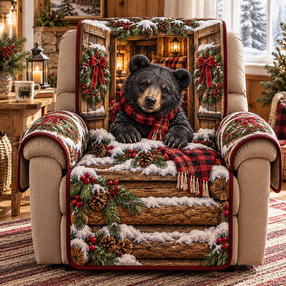 Snowy Holiday Bear Quilted Sofa Cover SN0TD1304
