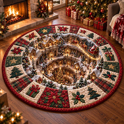 Snowy Holiday Village Quilted Round Mat SN0DV822