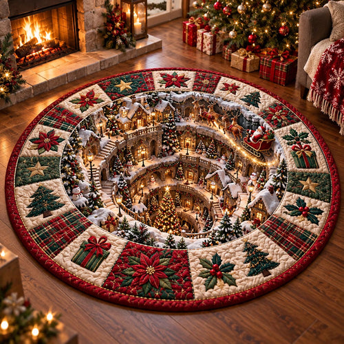 Snowy Holiday Village Quilted Round Mat SN0DV822