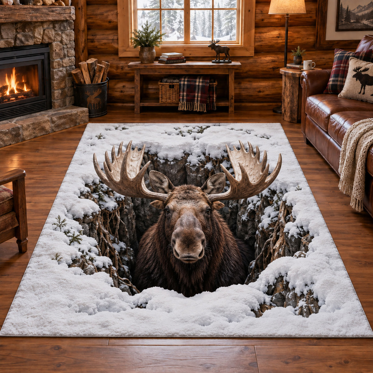 Snowy Moose Area Rug SN0TV695