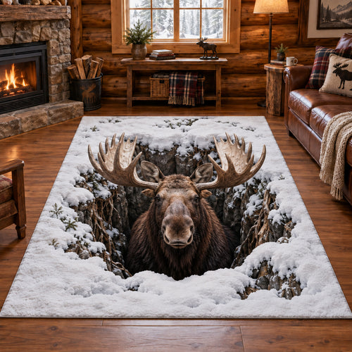 Snowy Moose Area Rug SN0TV695