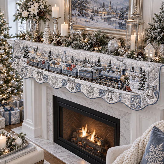 Snowy North Pole Train Quilted Mantel Scarf SN0DV609