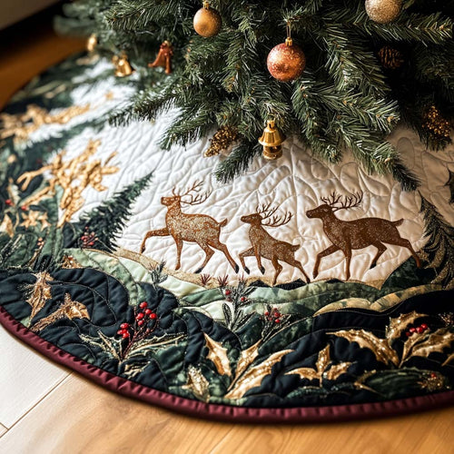 Snowy Path Quilted Christmas Tree Skirt NCU0VH417