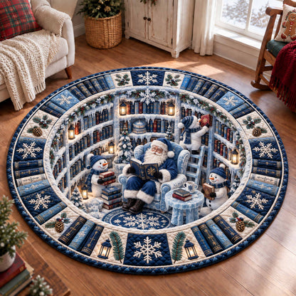 Snowy Santa Hidden Library Quilted Round Mat SN0TD902