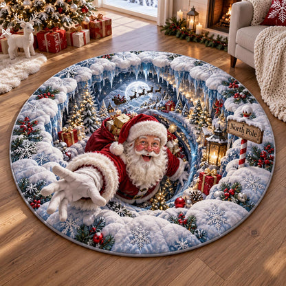 Snowy Santa Shortcut Quilted Round Mat SN0DV892