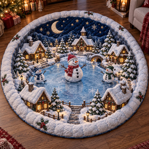 Snowy Santa Village Quilted Round Mat SN0TV442