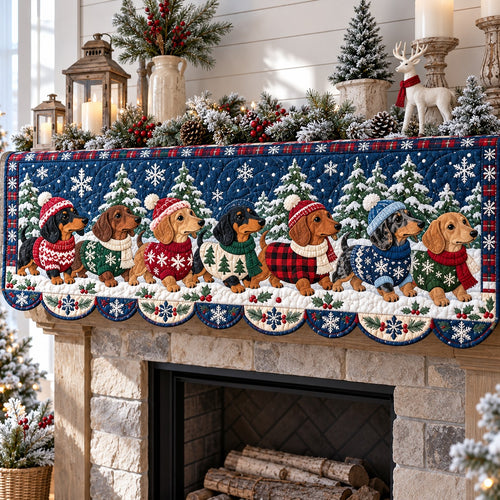 Snowy Sweater Doxies Quilted Mantel Scarf SN0TV920