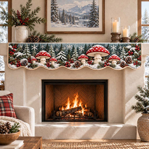 Snowy Toadstool Pines Quilted Mantel Scarf SN0HH0983