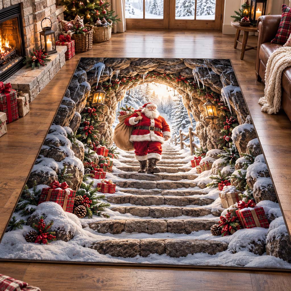 Snowy Tunnel Santa Area Rug SN0HH1049