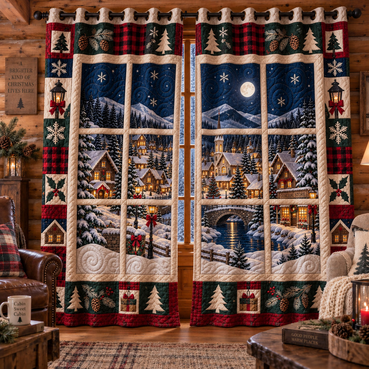 Snowy Village Quilted Curtains SN0TV753
