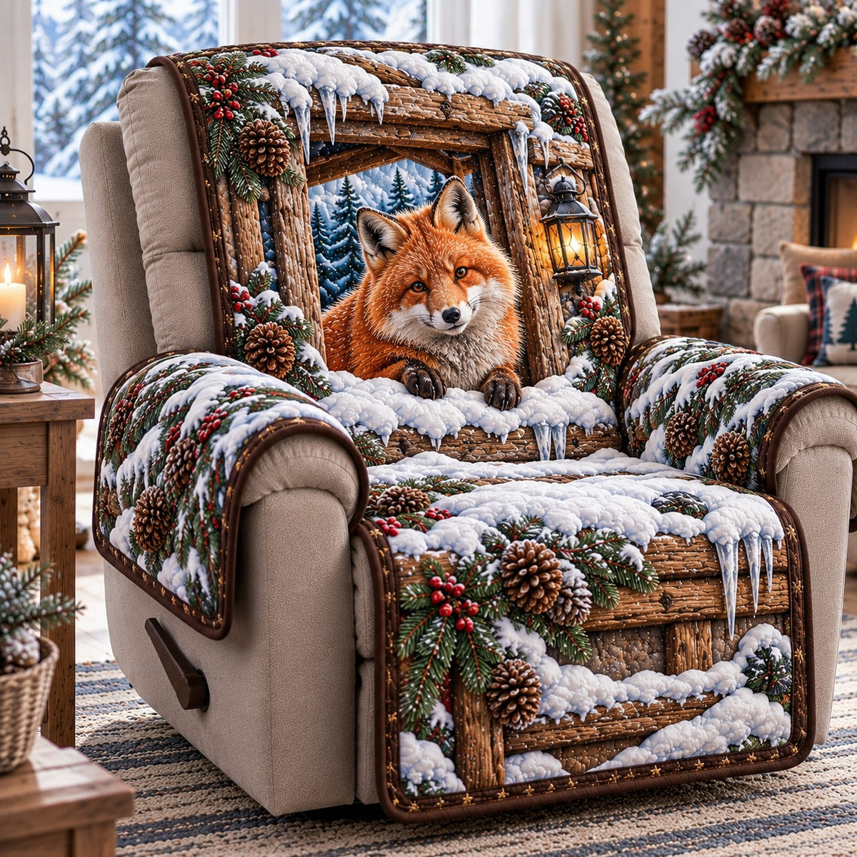 Snowy Window Fox Quilted Sofa Cover SN0TD1306