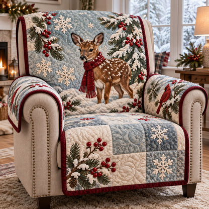 Snowy Woodland Magic Quilted Sofa Cover SN0PT1391