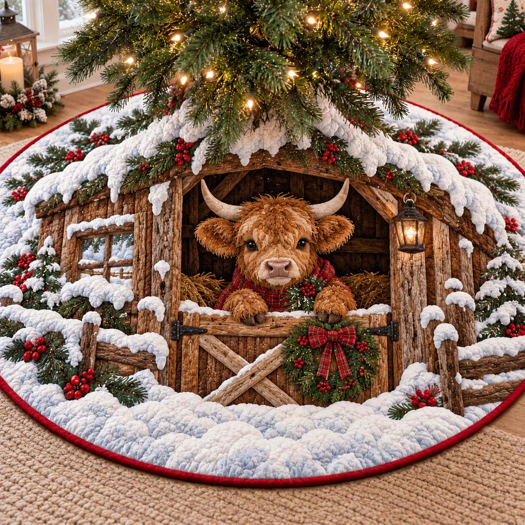 Snowy Wreath Stable Calf Quilted Tree Skirt SN0HH1105