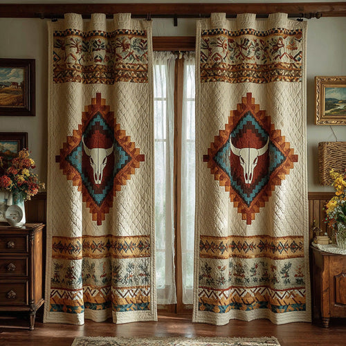 Southwest Diamond Skull Quilted Curtains NCU0DH861