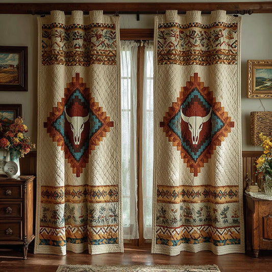 Southwest Diamond Skull Quilted Curtains NCU0DH861