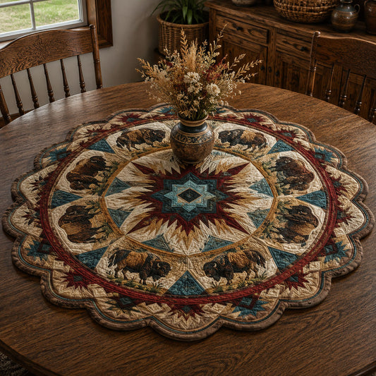 Spirit of the Buffalo Custom Shape Quilted Table Topper SN0PT815