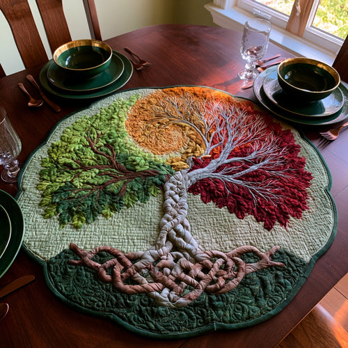 Split Foliage Custom Shape Quilted Table Topper NCU0LV294