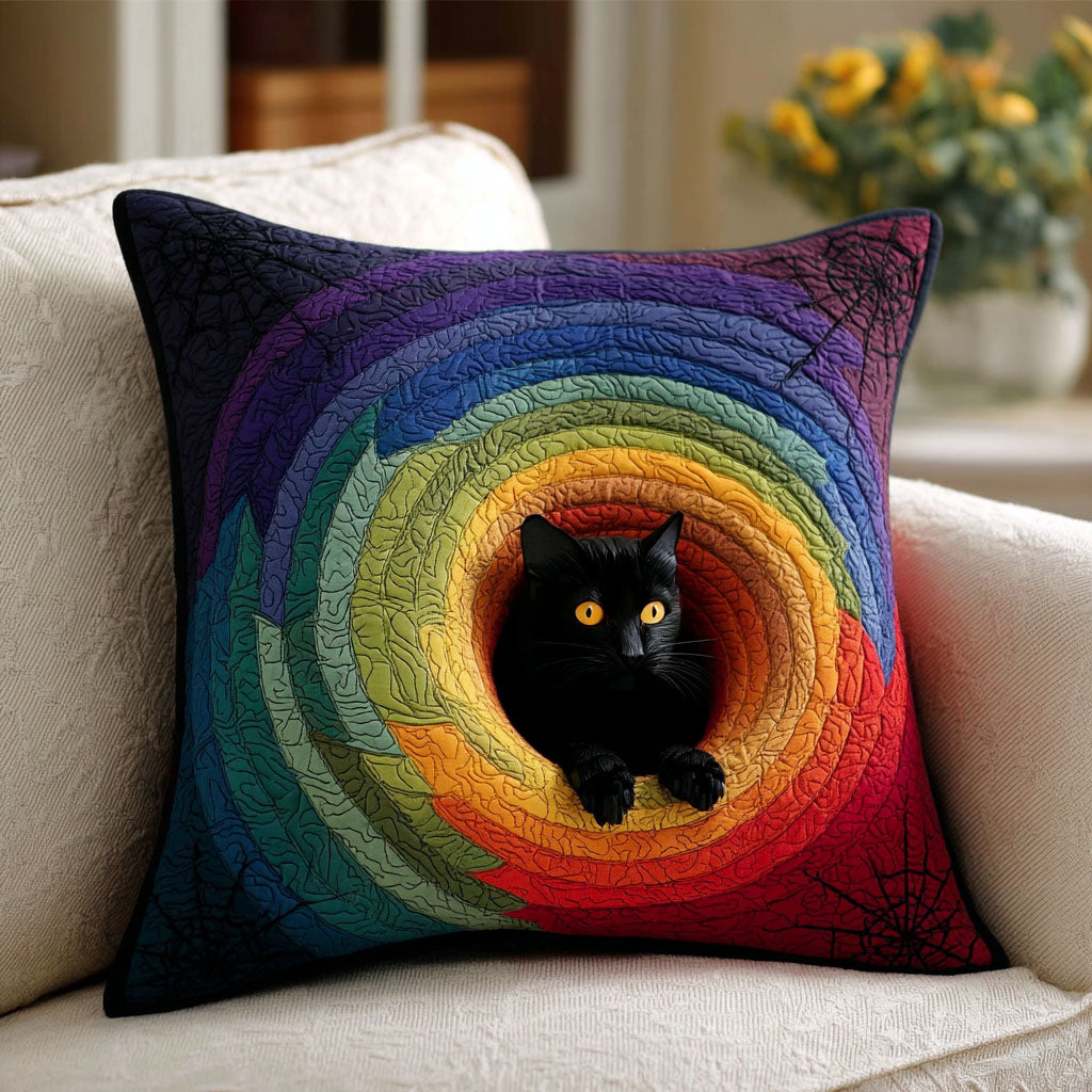 Spooky Black Cat Quilted Pillow Case NCU0HH505