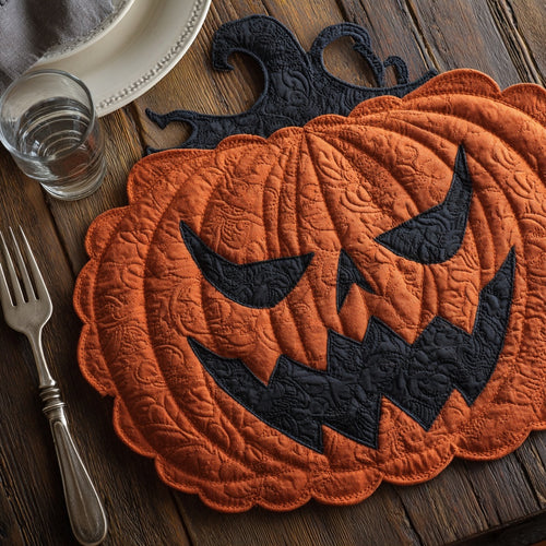 Spooky Jack Face Custom Shape Quilted Placemat NCU0LV074