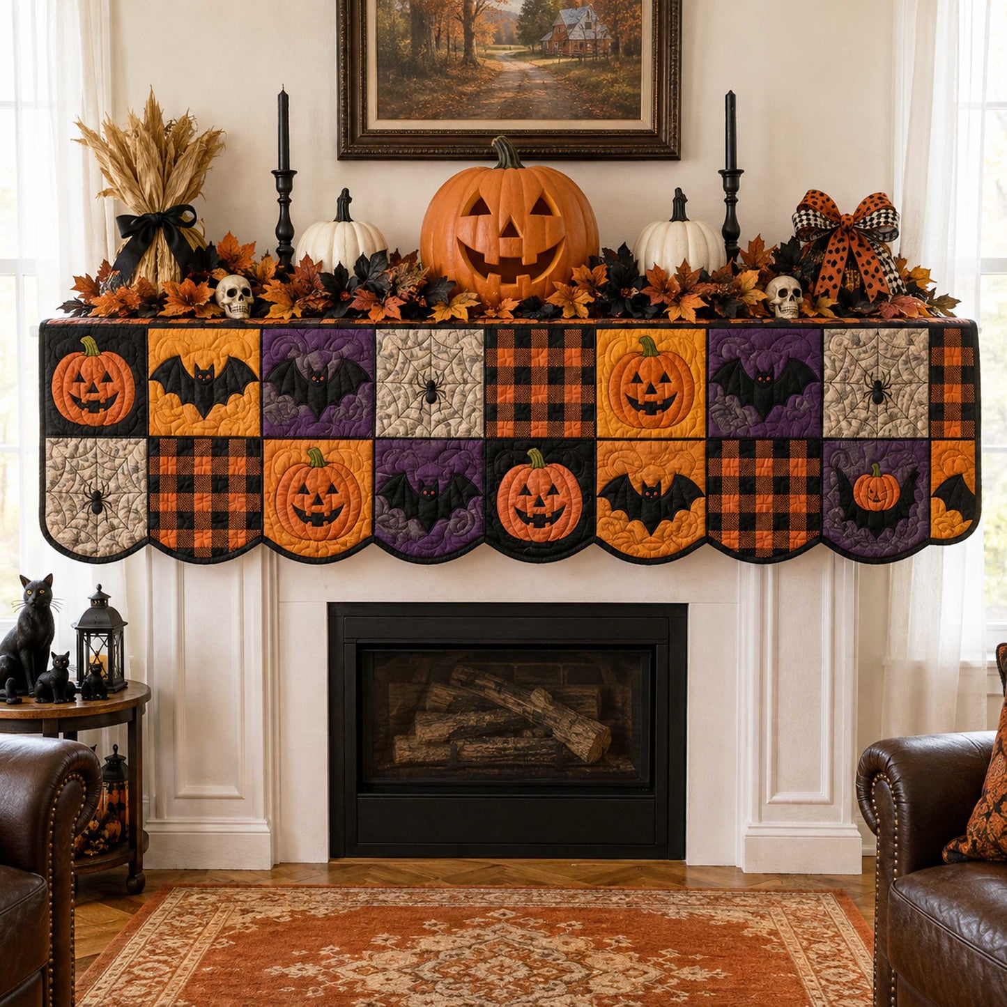 Spooky Night Quilted Mantle Scarf SN0TD152