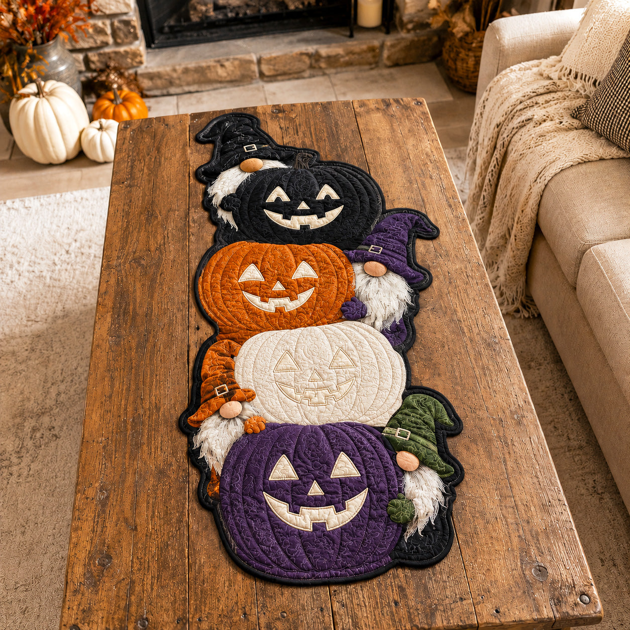 Spooky Patch Custom Shape Quilted Table Runner SN0TV006
