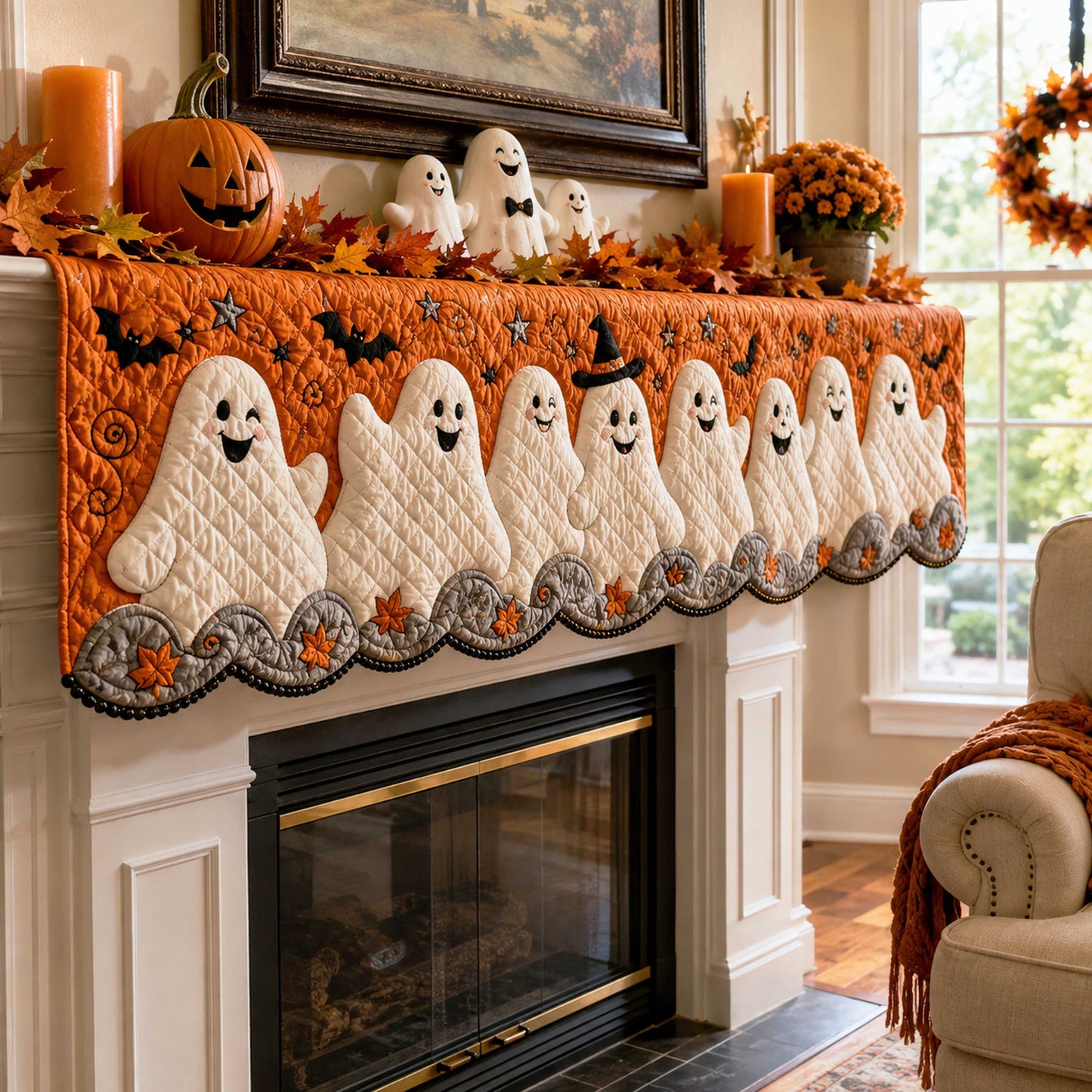 Spooky Season Quilted Mantel Scarf SN0TD225