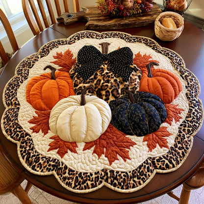 Spotted Pumpkin Custom Shape Quilted Table Topper NCU0LV176