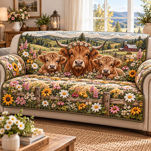 Spring Meadow Fence Quilted Sofa Cover SN0TD1341