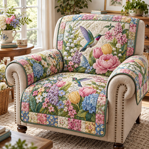 Spring Peony Hummingbird Quilted Sofa Cover SN0DV1099