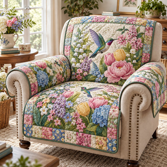 Spring Peony Hummingbird Quilted Sofa Cover SN0DV1099