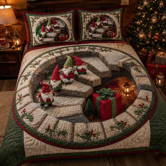 Stairway to Christmas Joy 3-Piece Quilted Bedding Set SN0PT425