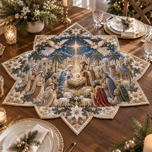 Star Of Bethlehem Custom Shape Quilted Table Topper SN0DV572