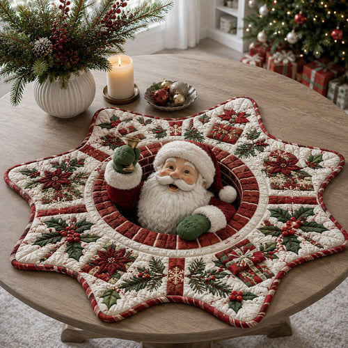 Star Santa Claus Custom Shape Quilted Table Topper SN0HH0041