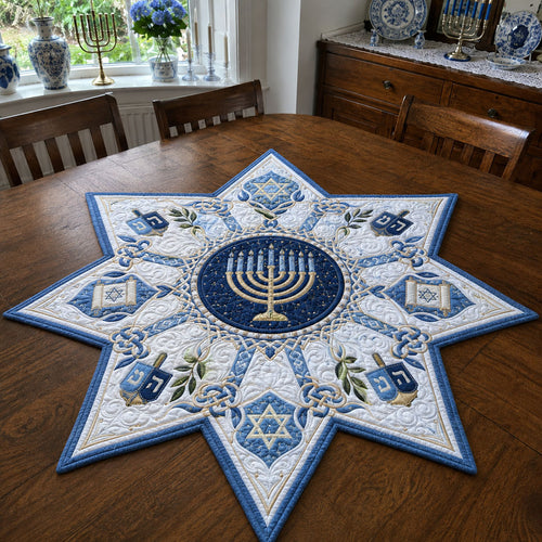 Star of Peace Custom Shape Quilted Table Topper SN0PT797