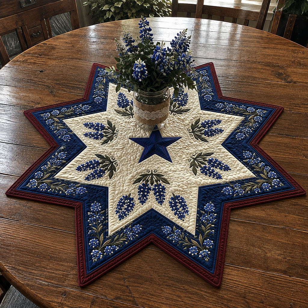 Star of the Bluebonnets Custom Shape Quilted Table Topper SN0PT862