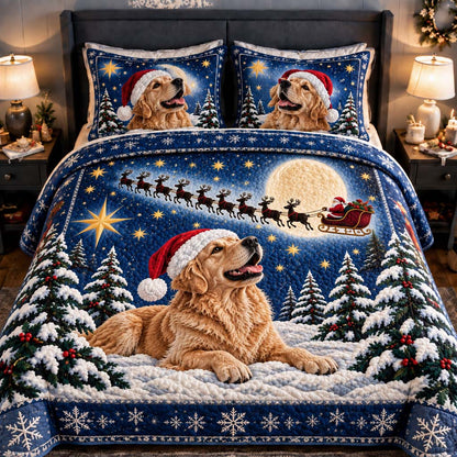 Starlight Golden Sleigh Quilted Bedding Set SN0HH0431