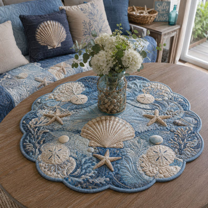 Starry Shoreline Custom Shape Quilted Table Topper SN0PT900