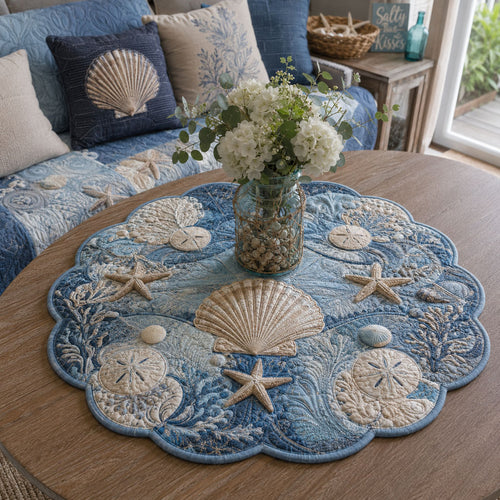 Starry Shoreline Custom Shape Quilted Table Topper SN0PT900