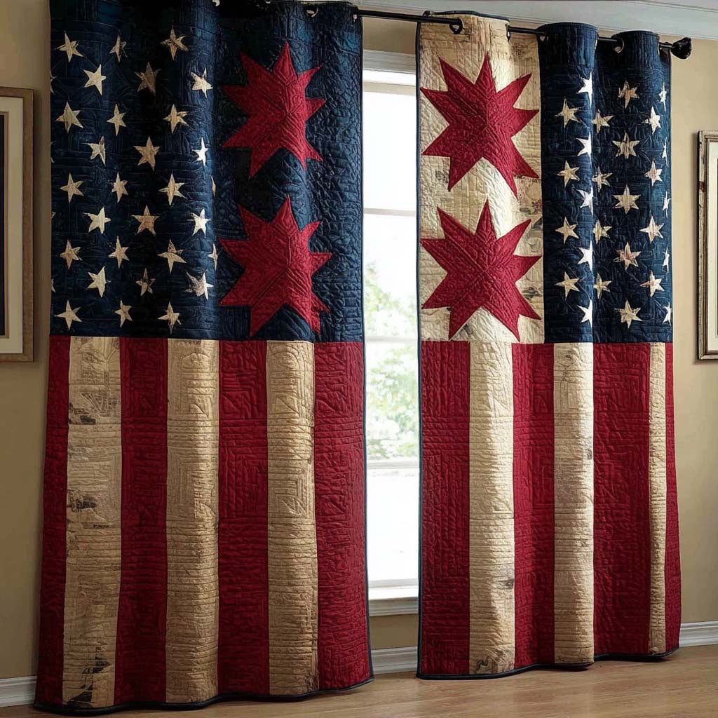 Stars Stripes Harmony Quilted Curtains NCU0QQ317