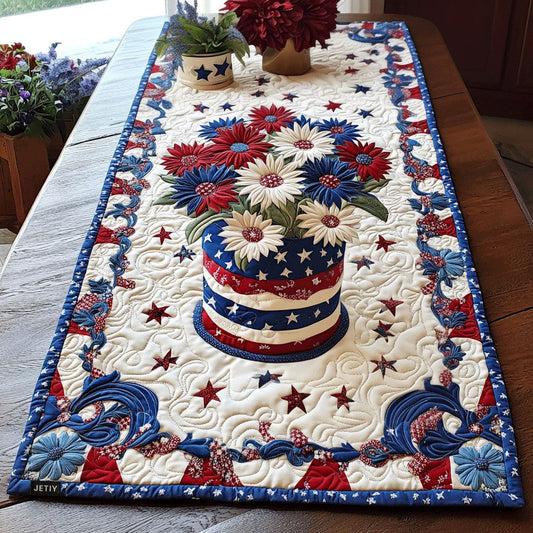 Stars in Bloom Quilted Table Runner NCU0PT3314