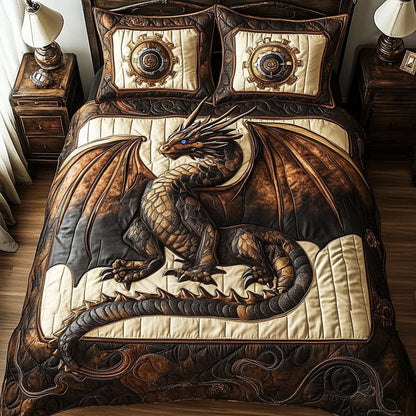 Steampunk Dragon 3-Piece Quilted Bedding Set NCU0DV2694