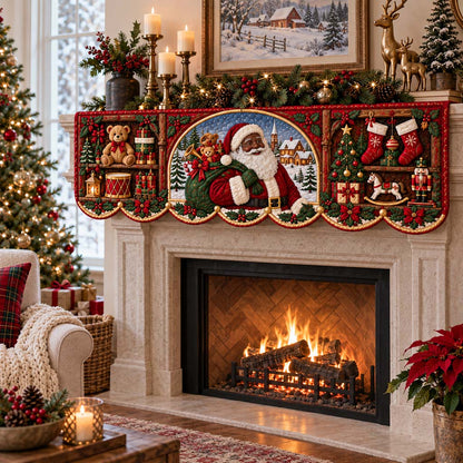 Stocking Santa Quilted Mantel Scarf SN0HH0390