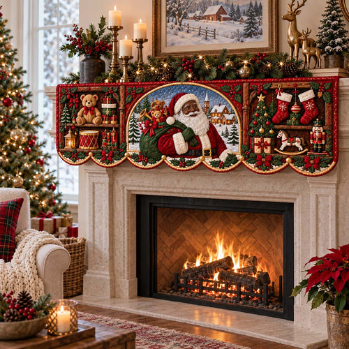 Stocking Santa Quilted Mantel Scarf SN0HH0390